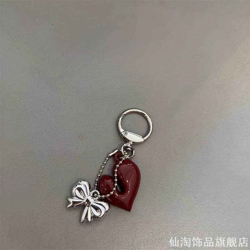 甜美爱心新款红色爱心吊坠钥匙扣东大门蝴蝶结挂件包包创意礼盒