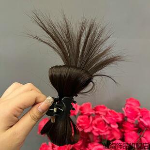 丸子头假发女慵懒风鸡毛毽子喷泉鸡窝头自然仿真后脑勺抓夹假发包