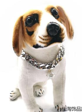 可拍照饰品仿金链子项链配饰巴哥泰迪犬恶霸猫咪狗狗铃铛项圈宠物