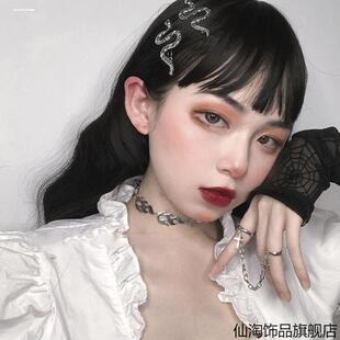 新中式蛇形发夹蛇型复古创意头饰网红暗黑系侧边一字夹刘海夹女