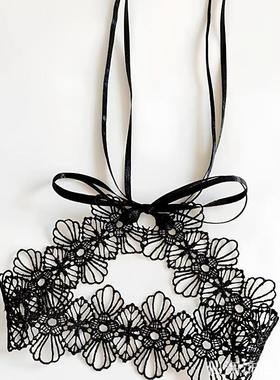 少女气质颈链挡疤痕白色蕾丝项圈