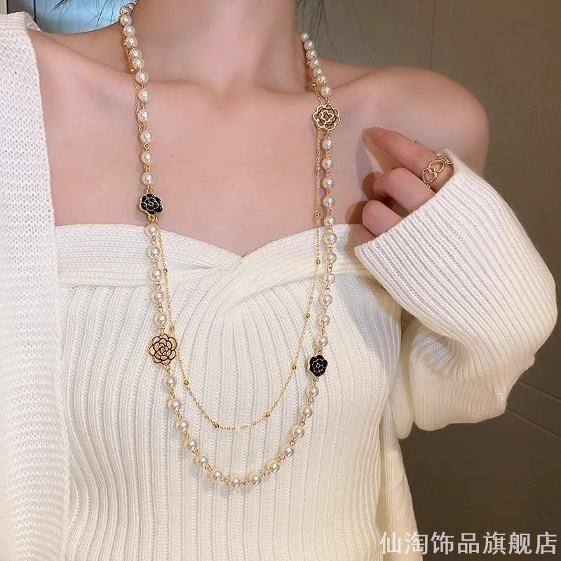 轻奢旗袍项链长款毛衣链仿珍珠