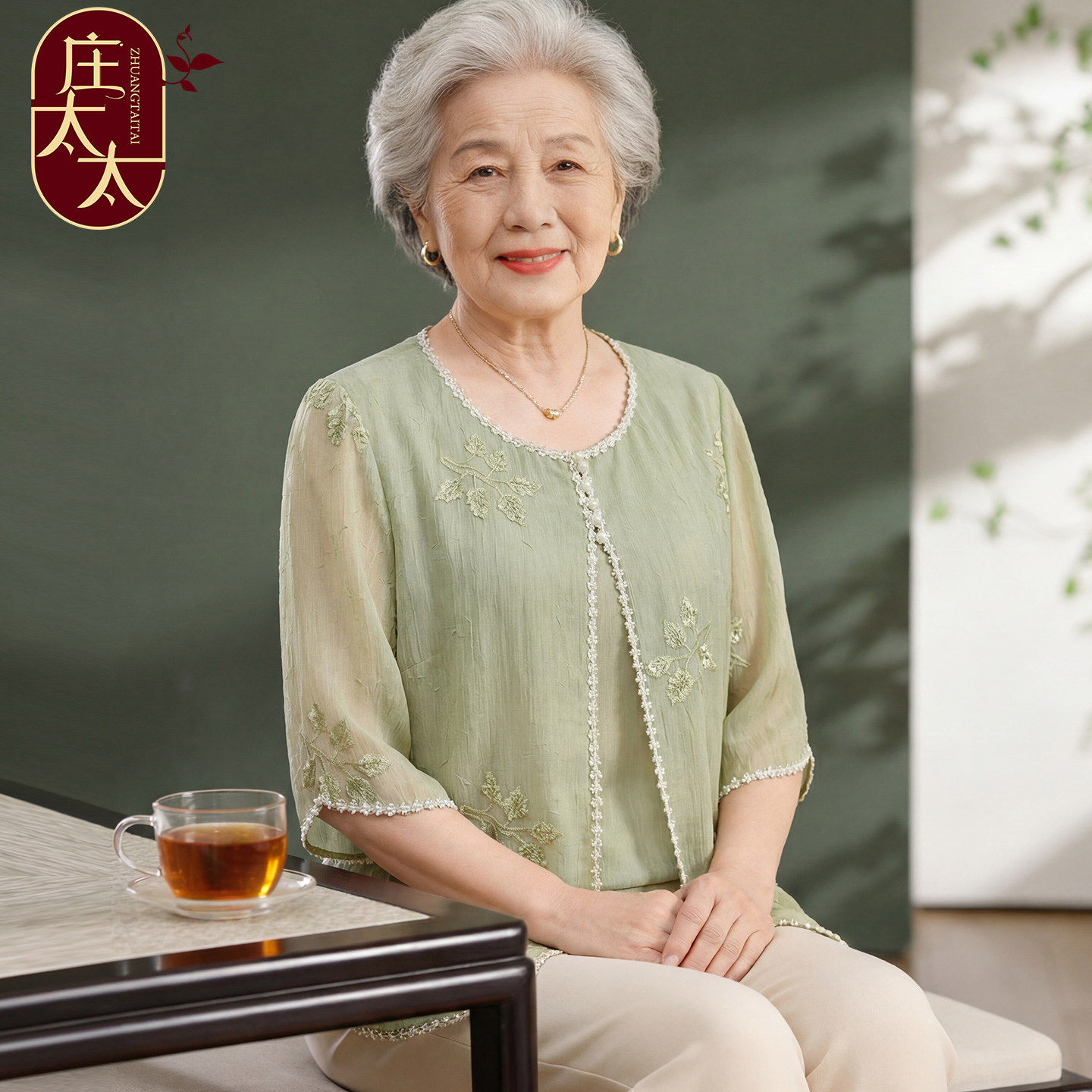 中老年妈妈夏装新款T恤衫