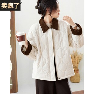 2025冬装新款不臃肿显瘦拼色小众棉服短外套宽松遮肉休闲棉衣女厚