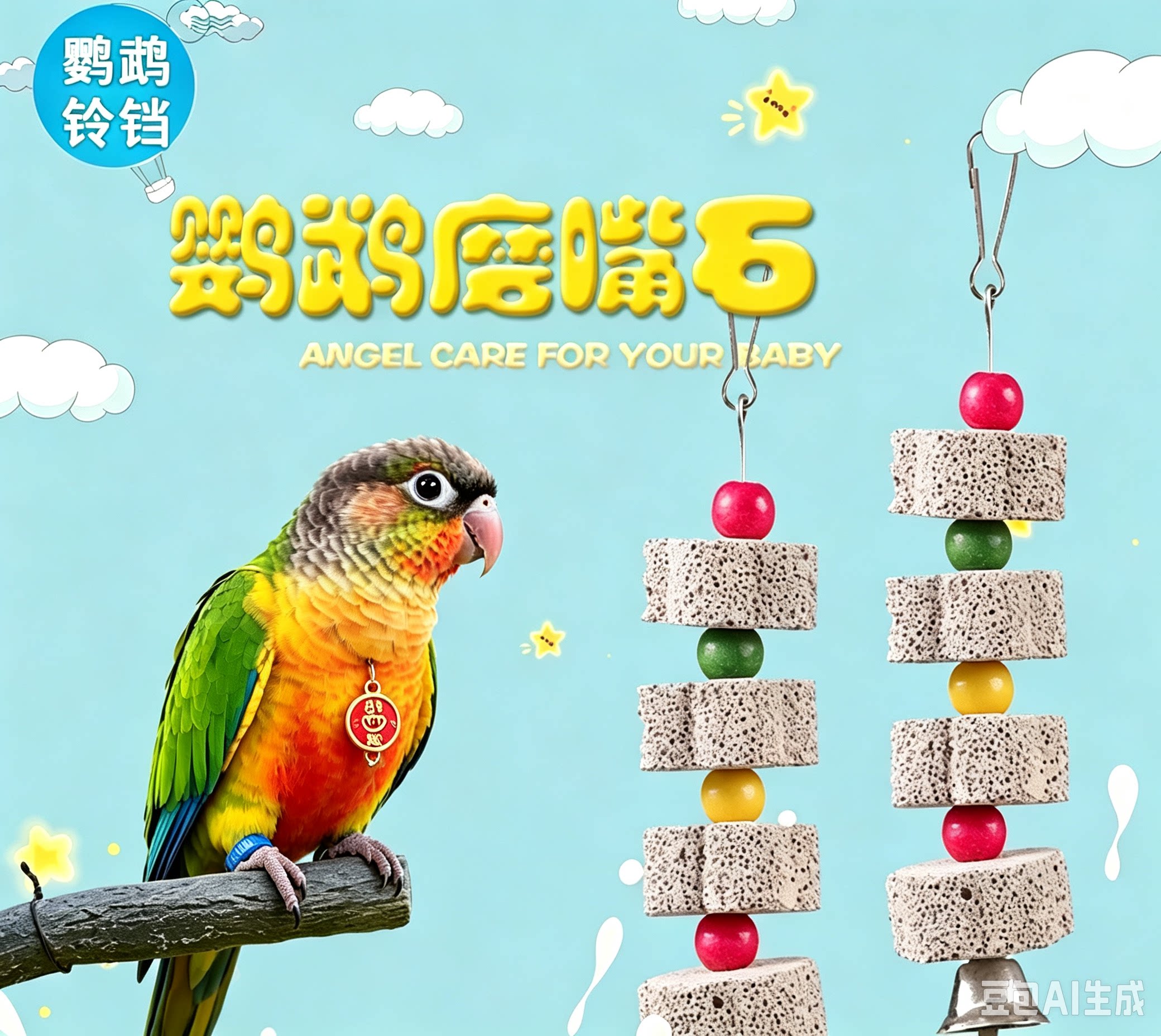 鹦鹉鸟用品啃咬玩具火山石鸟食玄风虎皮牡丹磨牙石磨牙棒鸟类用具