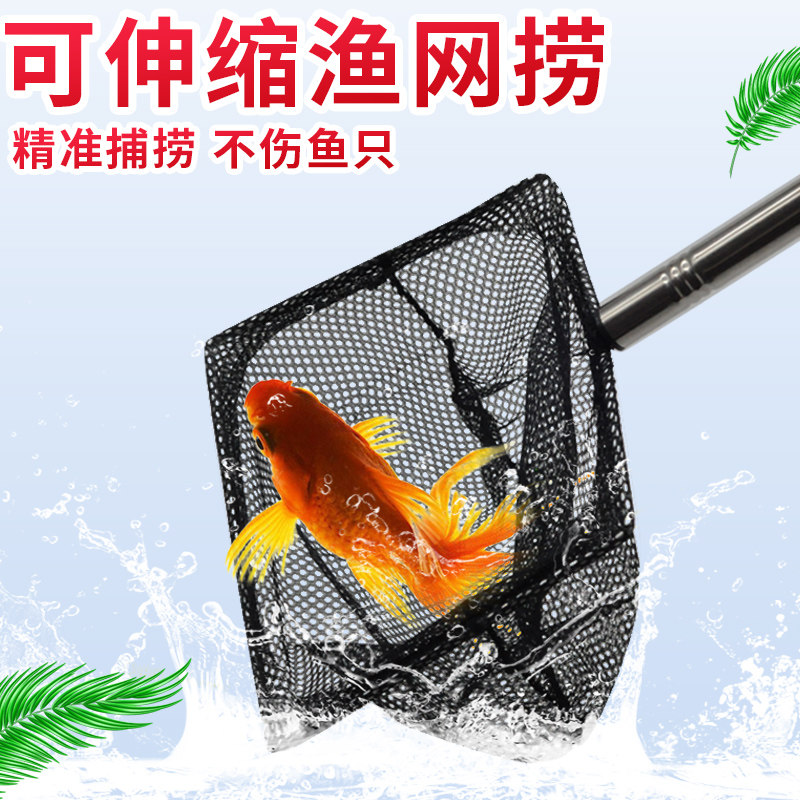 鱼网捞鱼缸超密网鱼捞网兜不伤鱼小号儿童伸缩杆捞鱼网小鱼金鱼捞