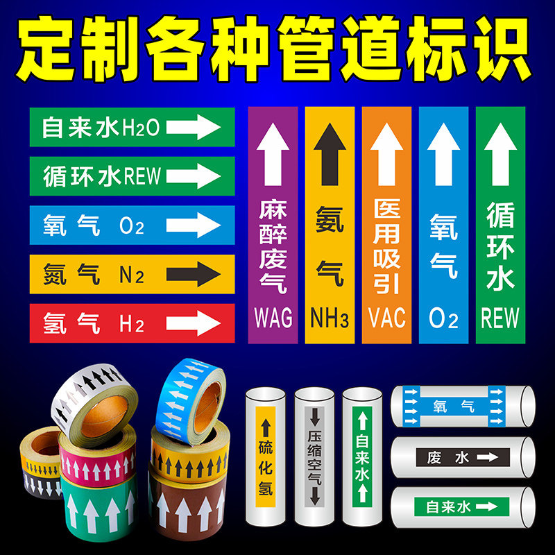 反光膜管道标识贴自带背胶