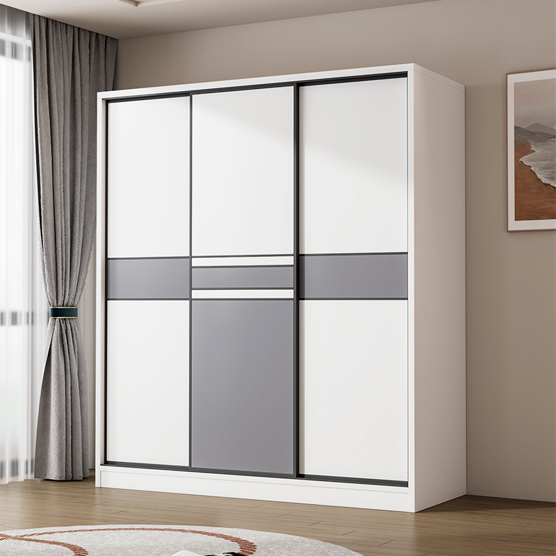 衣柜卧室家用简易出租房用实木收纳柜小户型推拉门儿童储物柜衣橱