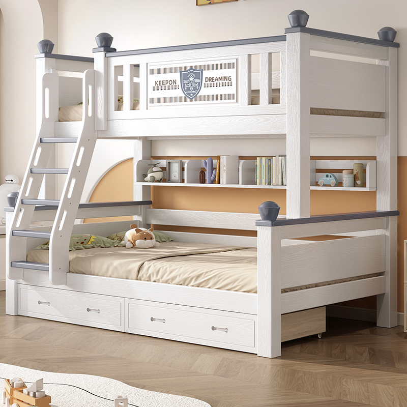 上下床雙層床櫻桃木高低床可拆分全實木姐弟床上下鋪兒童床子母床