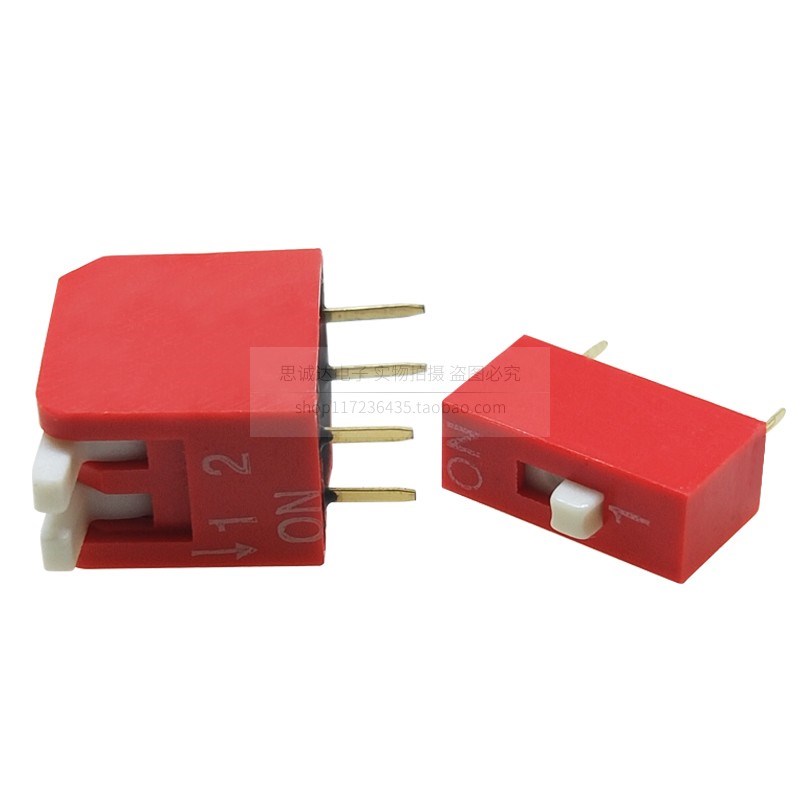 琴键式 2.54MM拨码开关弯脚 红色侧拨 DIP直插 2/3/4/5/6/8/10P位