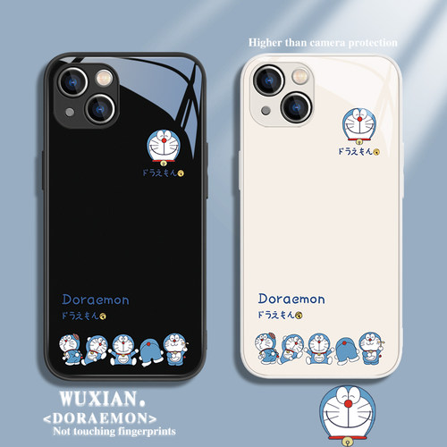 卡通简约可爱哆啦A梦玻璃手机壳