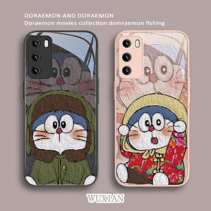 适用iqoo11手机壳红米k70哆啦A梦小米13/14情侣reno9/8可爱neo7/6/5pro油画note12新款s16/x90/10/k50玻璃k40