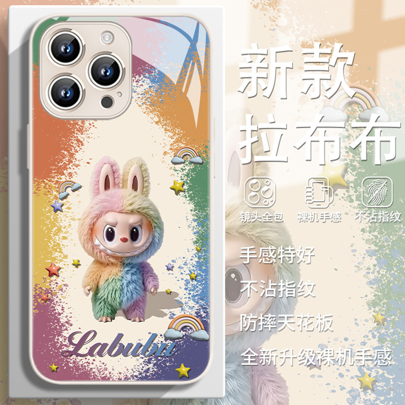 彩色颜料拉布布创意潮牌手机壳