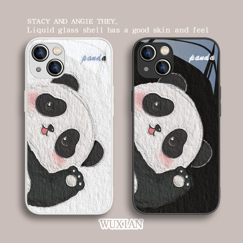 新款油画风国宝熊猫手机壳