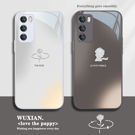 适用玫瑰情侣oppofindx7pro手机壳小王子小米14/13新款reno11高级感iqoo12小众vivox100时尚k70简约s18玻璃8