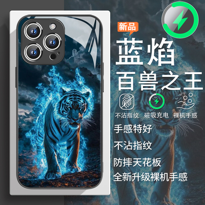 百兽之王蓝焰老虎创意小众手机壳