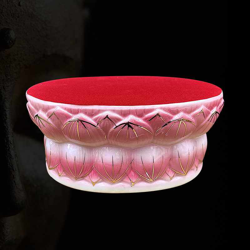 悦积分佛像底座观音菩萨彩色陶瓷浮雕莲花座供佛椭圆形神像佛台增