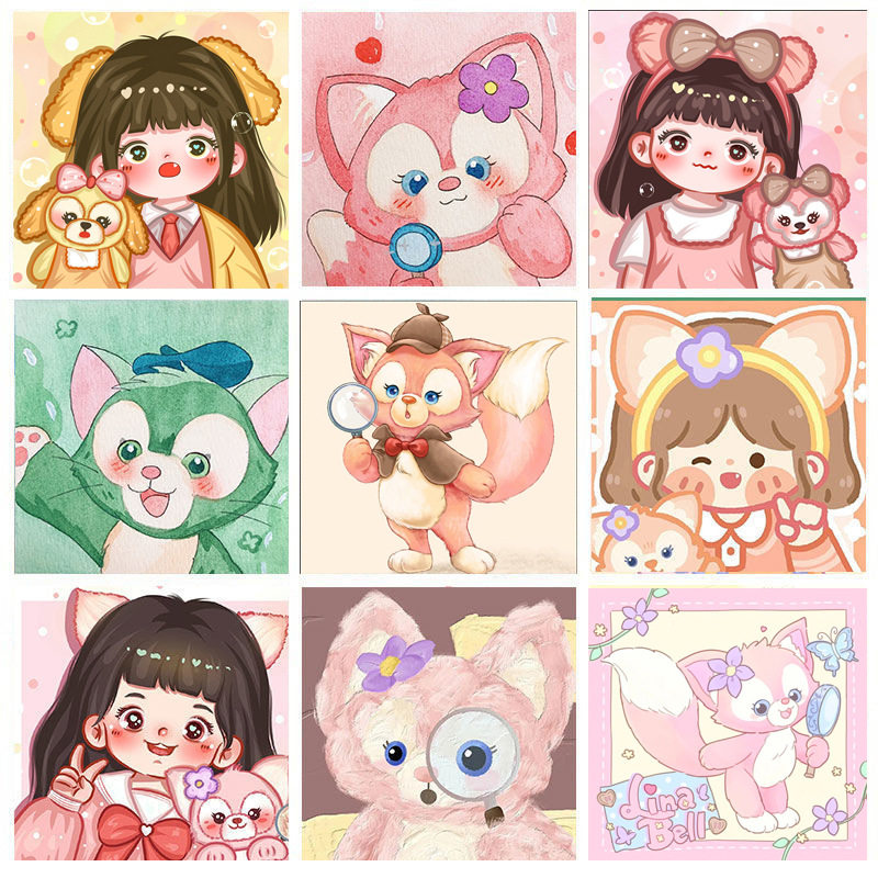 儿童diy画板涂鸦玲娜贝儿油画手绘星黛露治愈卡通动漫画画板家用