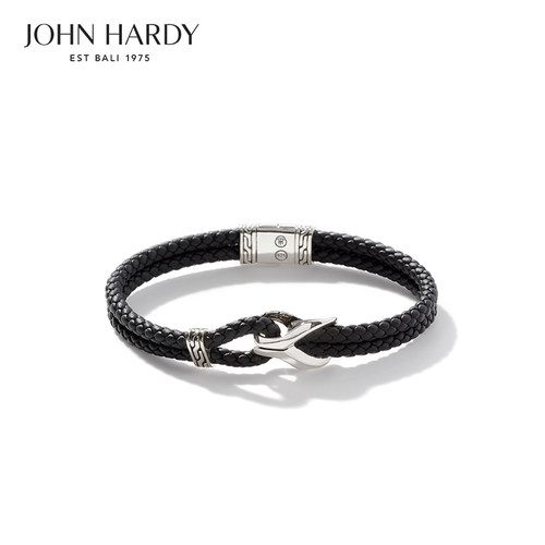 JH手工编织皮革银手链简约时尚