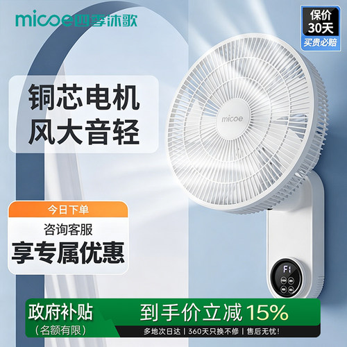 壁扇挂壁式电风扇大风力纯铜静音