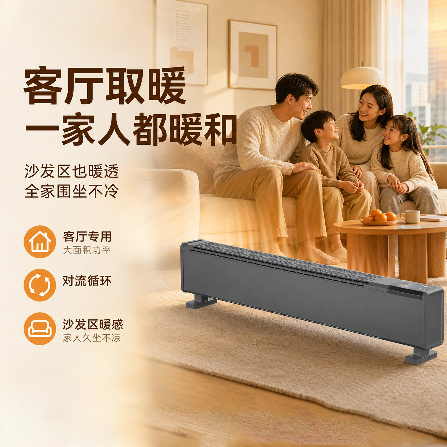 踢脚线取暖器客厅家用大面积全屋石墨烯速热节能省电暖气2026新款