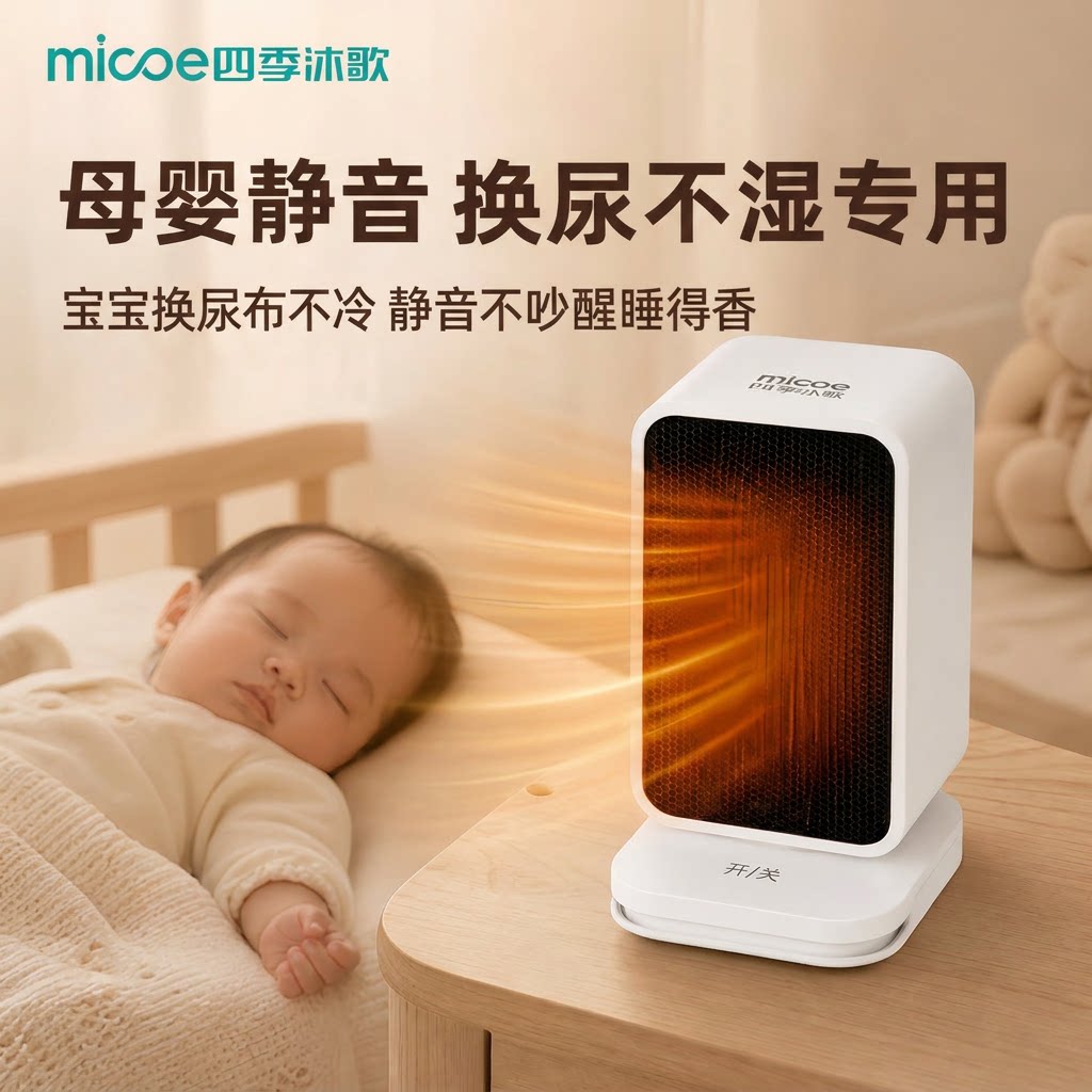 母婴级暖脚器静音婴儿换尿不湿取暖器桌下安全电暖器桌面电暖神器