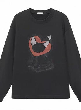 现货长袖卫衣2026春季新款休闲猫咪图案宽松上衣3K1JA09