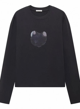 预.售长袖T恤2026春新款简约风小猫印花棉质上衣3K1BA24