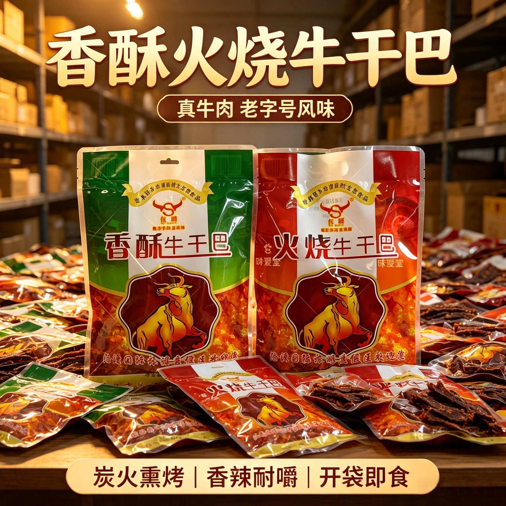 云南临沧沧源特产佤膳火烧火烤香酥油炸牛干巴牛肉干牛肉条即食