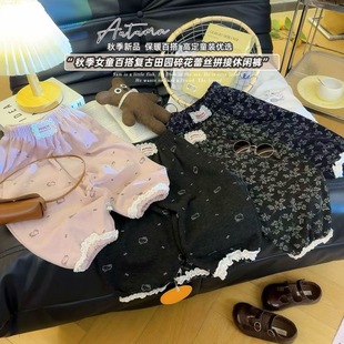 女童软糯长裤休闲卫裤2025秋冬卡通猫满印可爱韩版校园百搭神裤