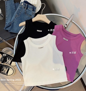 打底衫 女童纯棉背心2025夏季 无袖 中小大儿童百搭纯色亲子装 新款