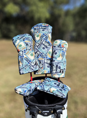 Dollar高尔夫球杆套保护套1号木杆头套1字方形磁吸推杆套个性卡通