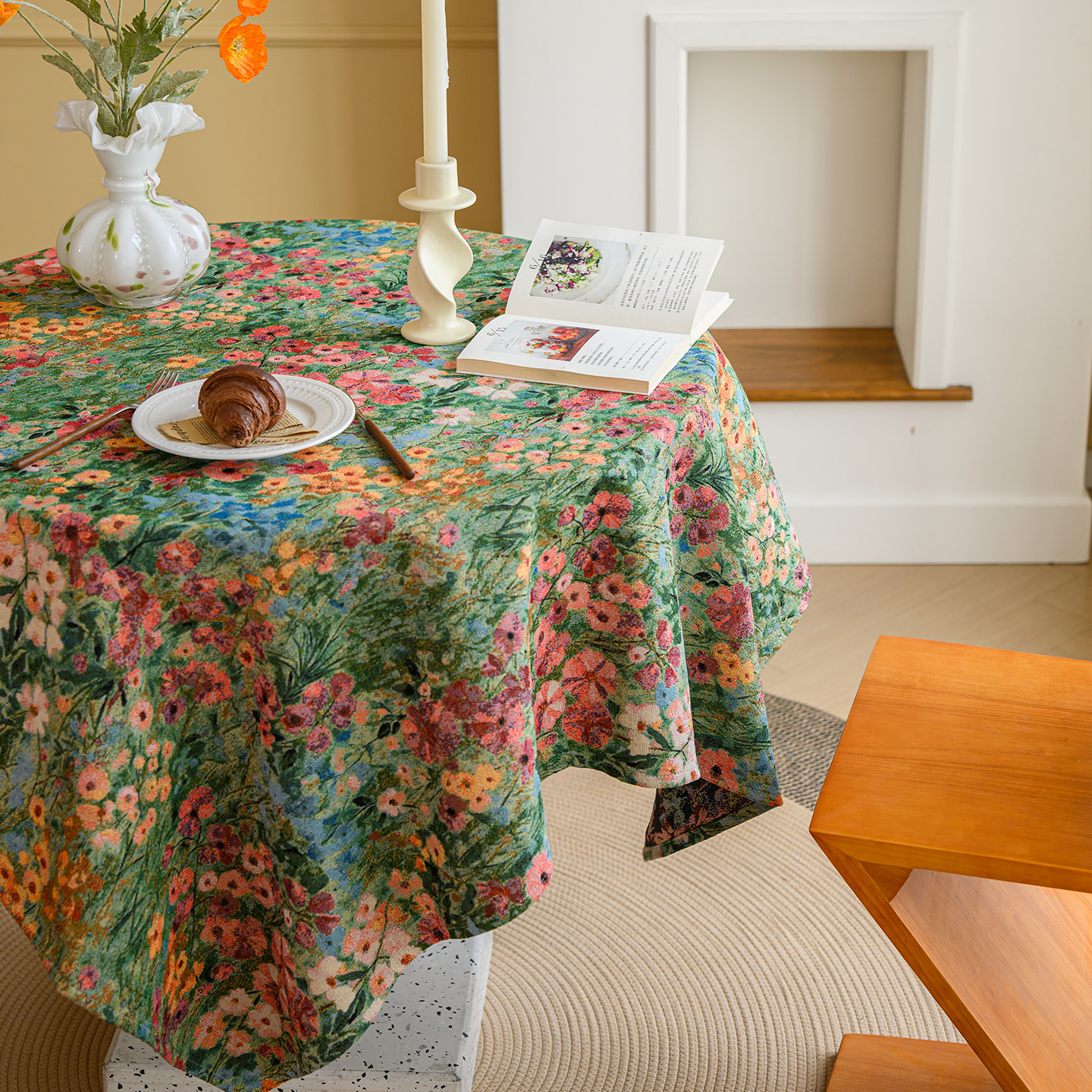 田园碎花美式复古棉麻桌布餐桌茶几布艺长方形花卉小清新盖巾布,居家布艺,桌布,淘宝优惠券,粉丝福利购,淘宝优惠卷