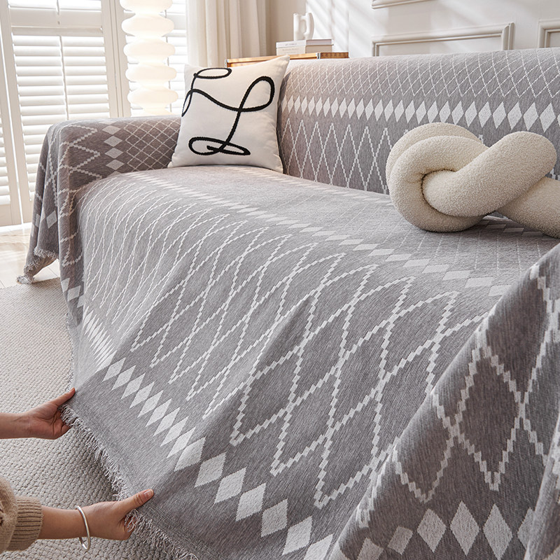 波西米亚格子简约现代新款沙发盖布沙发巾四季通用全包沙发套罩