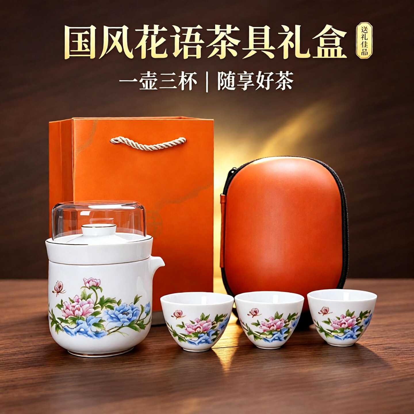 户外泡茶器迷你白瓷一壶三杯便携式旅行茶具套装高档礼品瓷羊脂玉