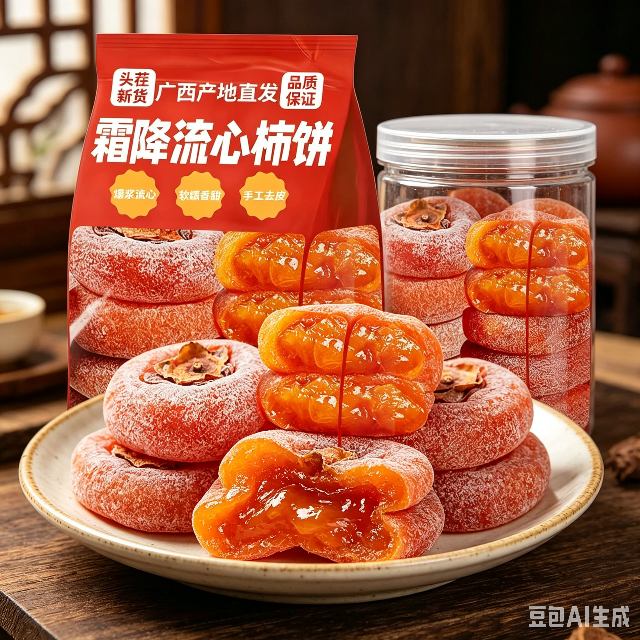 正宗陕西柿饼柿子霜降农家新鲜营养糖心富平独立包装爆浆流心柿子