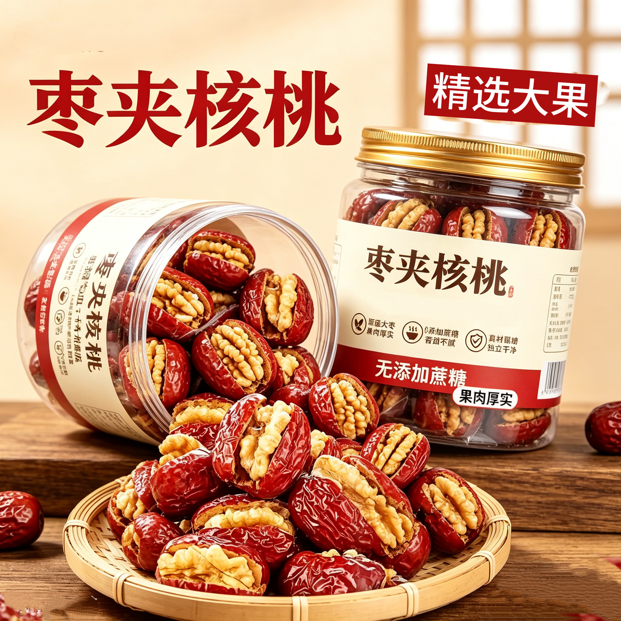 枣夹核桃礼盒装仁官方旗舰店独立包装新疆特产大红枣新鲜抱抱果小