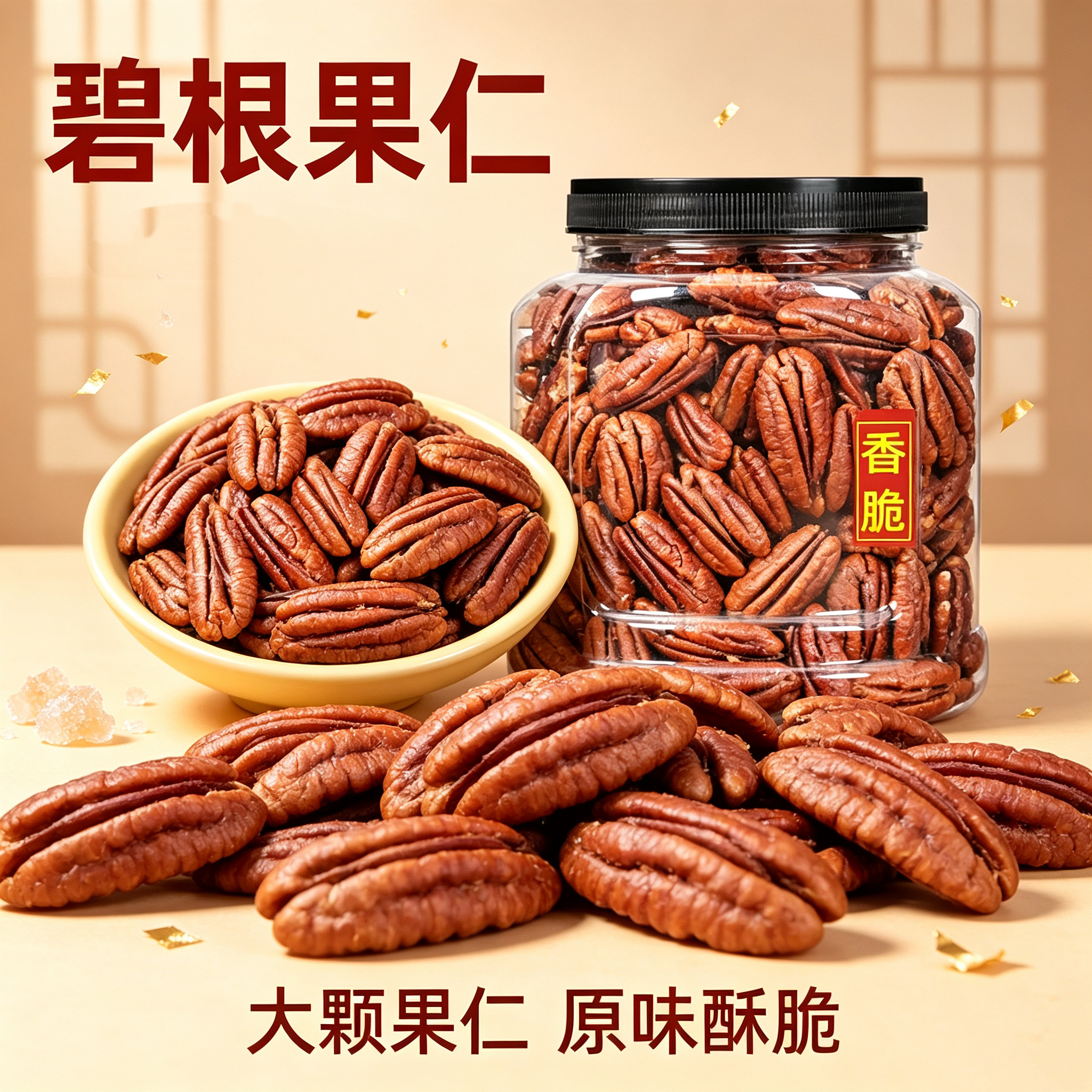 新货无壳碧根果仁600g袋装净重奶油味核桃碧根果干果坚果零食150g