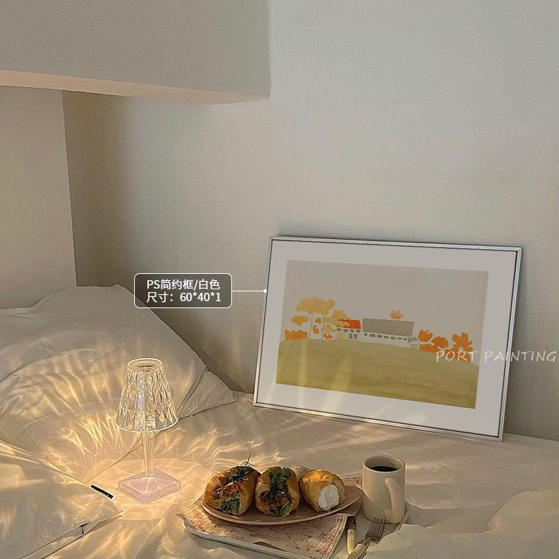 港画 北欧装饰画简约田园风Small-courtyard小众风景摆画卧室壁画
