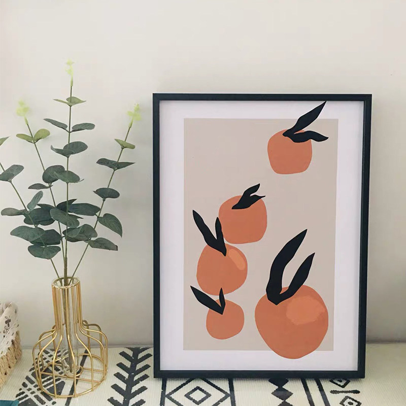 port painting | 北欧风装饰画 橘子手绘挂画 客厅玄关卧室床头画