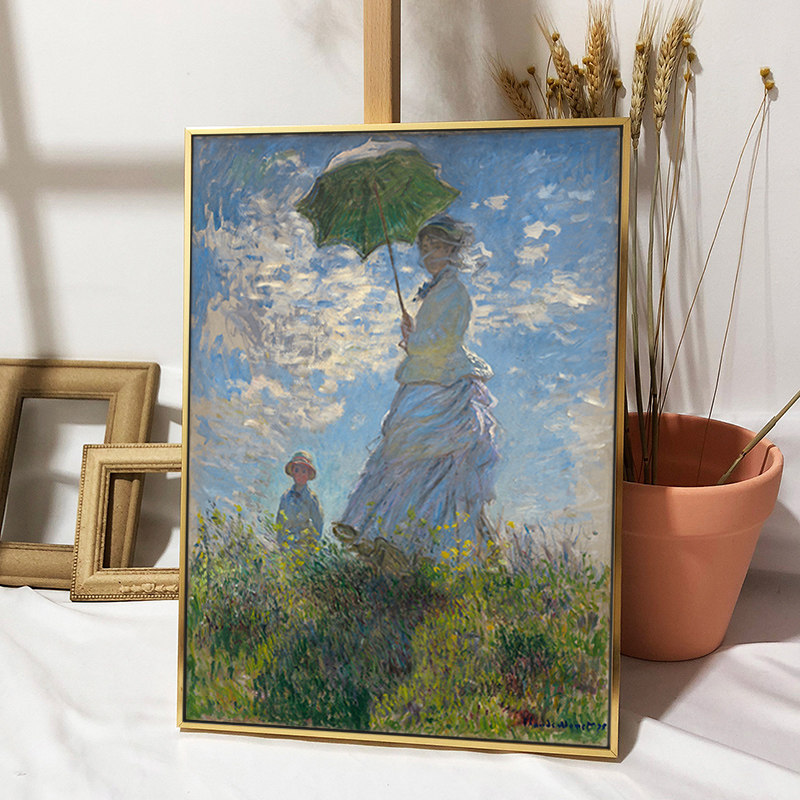 莫奈装饰画 | 艺术名画作品集 |撑阳伞的女人卧室装饰画ins风