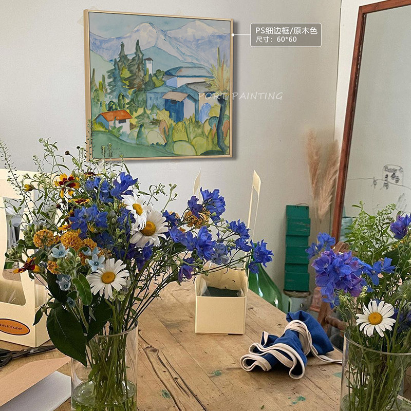 港画 治愈系手绘油画五颜六色的房子bauhaus包豪斯中古摆件装饰画