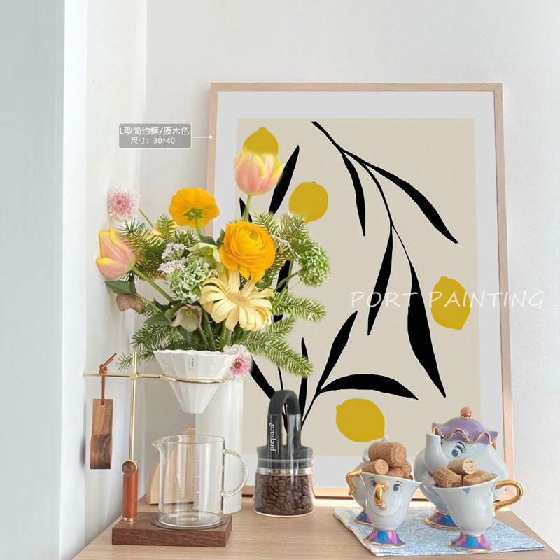 港画 日式装饰画治愈暖色系摆件水果壁画橘子果子挂画小清新画