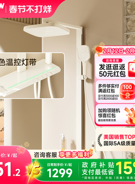 【政府补贴】希箭冷热花洒套装钢琴键奶油风奶白枪灰色卫浴A7