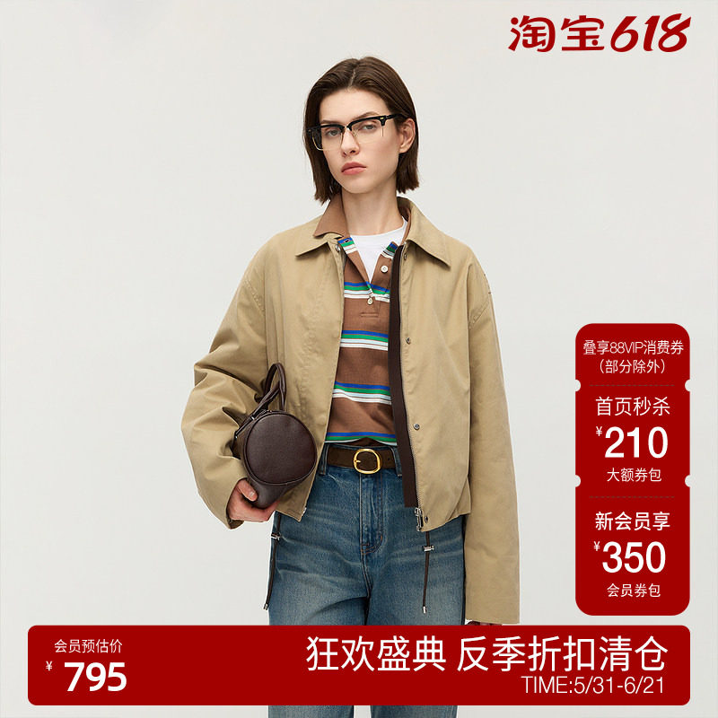 【反季清仓】OCHIRLY欧时力 磨毛休闲棉衣外套女上衣翻领抽绳通勤