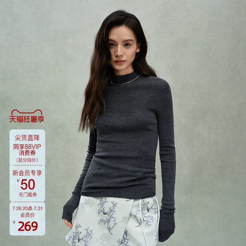 【可机洗100%美丽诺羊毛】OCH.欧时力120支毛衣无缝一体春新品