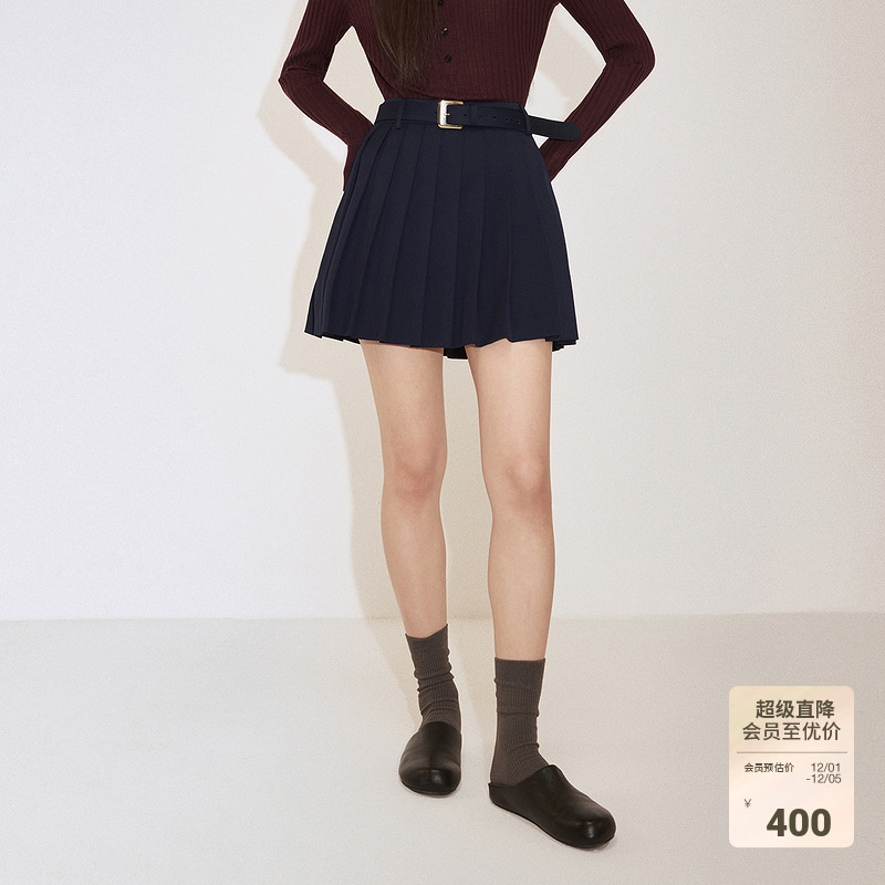 OCHIRLY欧时力 百褶裙a字半身裙短裙学院风高级度假裙夏季新品