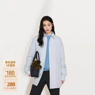 OCHIRLY欧时力 桑蚕丝衬衫棉服外套女中长保暖别致2024秋冬新品