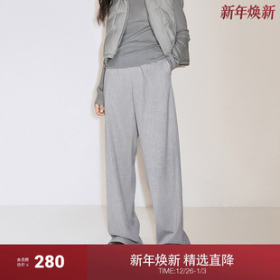 松紧西装 新品 长裤 通勤气质2024秋季 女直筒阔腿裤 OCHIRLY欧时力