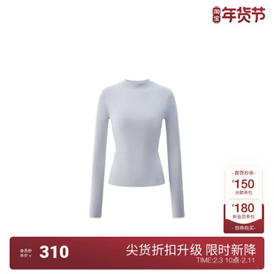 OCHIRLY欧时力 澳大利亚100%美丽诺羊毛毛衣女烟管领2024秋冬新品